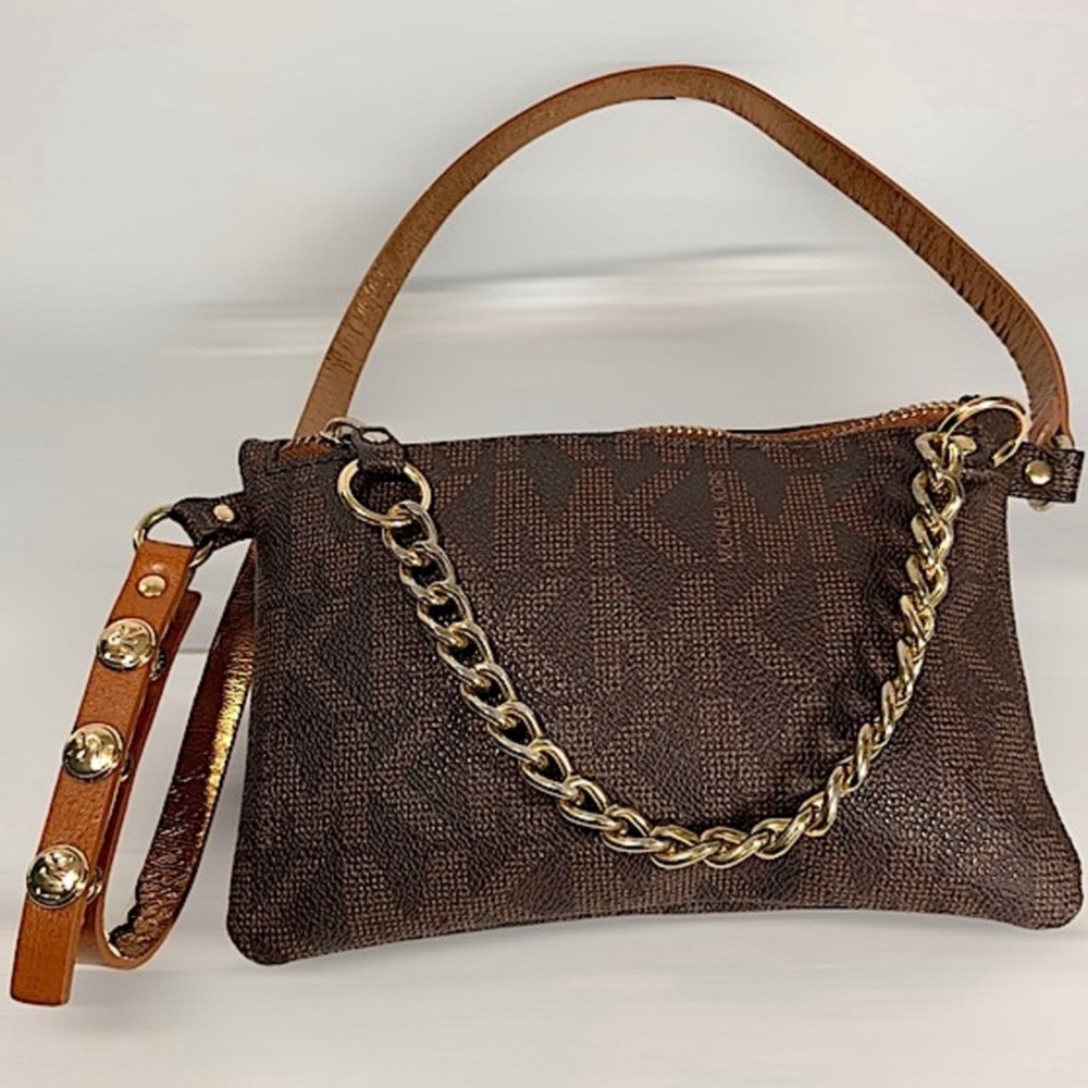 Michael Kors Brown MK Signature Fanny Pack Belt Bag Large